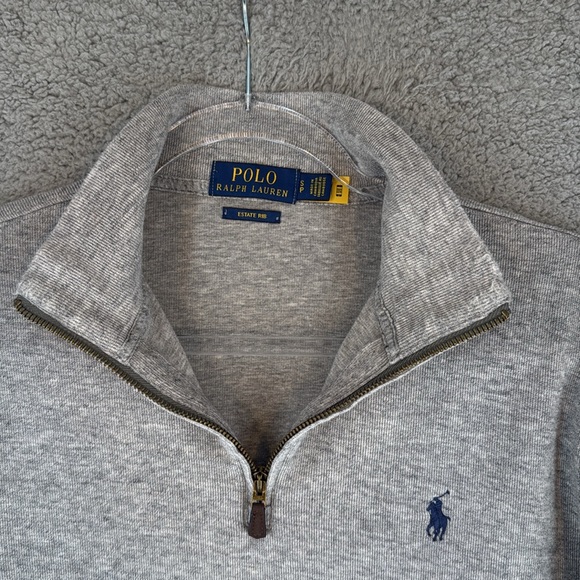 Polo Ralph Lauren Gray quarter zip men’s small long sleeve Sweater estate rib - Picture 6 of 13
